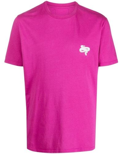 Les Hommes Snake-print Cotton T-shirt - Pink
