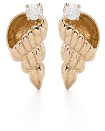 Yvonne Léon 9kt Yellow Gold Paire De Puces Nautilus Diamond Earrings - Metallic