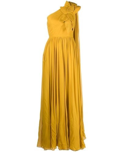 Elie Saab One-shoulder Silk Gown - Yellow