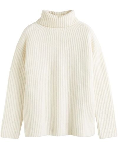 Chinti & Parker The Rib Roll-neck Cashmere Sweater - White