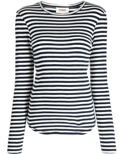 YMC Charlotte Long-sleeve Striped T-shirt - Blue