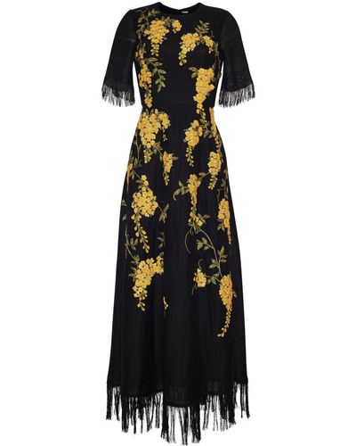 Adam Lippes Eloise Midi-jurk Met Bloemenprint - Zwart