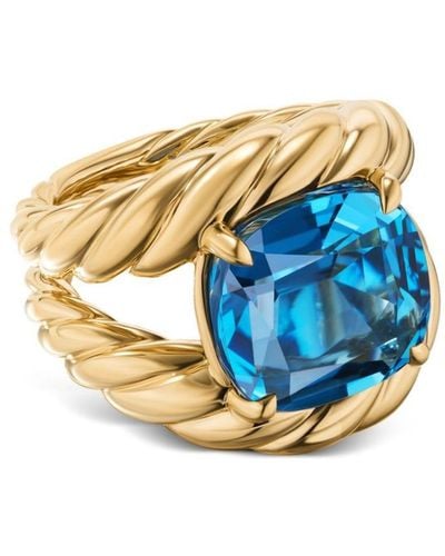 David Yurman 18kt Yellow Gold Marbella Blue Topaz Ring