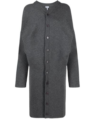 Loewe Draped Wool-blend Coat - Gray
