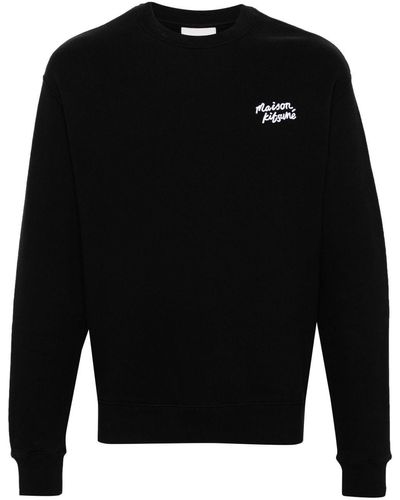 Maison Kitsuné Sweater Met Geborduurd Logo - Zwart