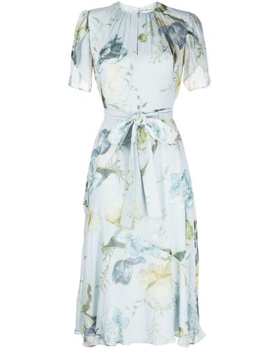 Erdem Floral-print Silk Dress - Blue