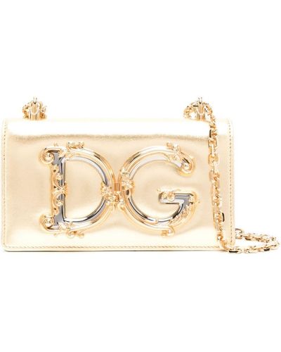 Dolce & Gabbana Sac en cuir à plaque logo - Neutre