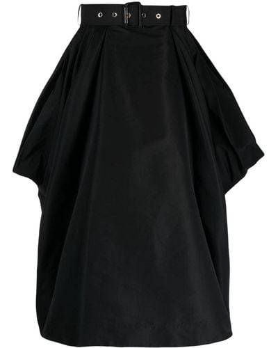 Alexander McQueen Jupe drapée à taille ceinturée - Noir