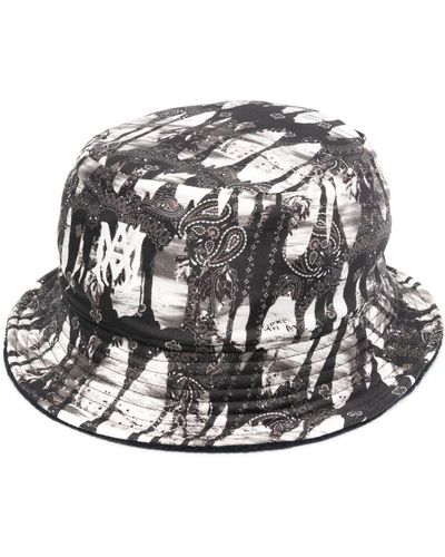 Amiri Sombrero de pescador reversible con logo bordado - Negro
