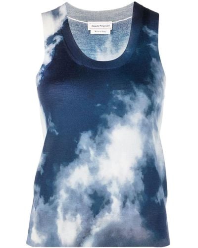 Alexander McQueen Sky-print Vest Top - Blue