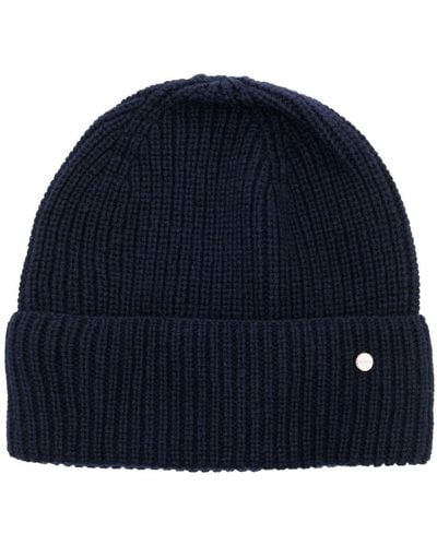 Ted Baker Logo-plaque Ribbed Beanie - Blue