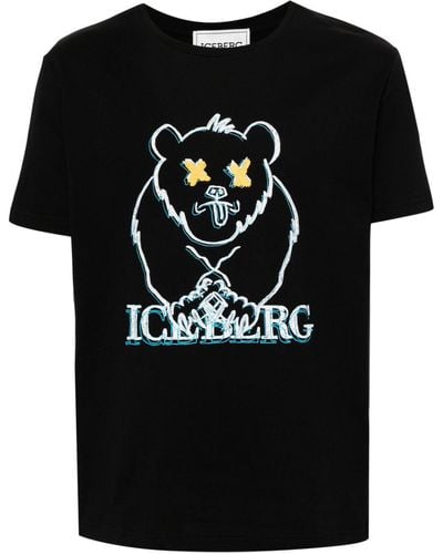 Iceberg T-shirt en coton à logo imprimé - Noir