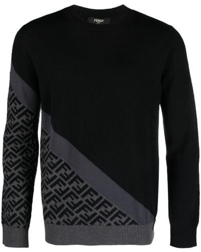 Fendi Intarsien-Pullover mit FF-Muster - Schwarz