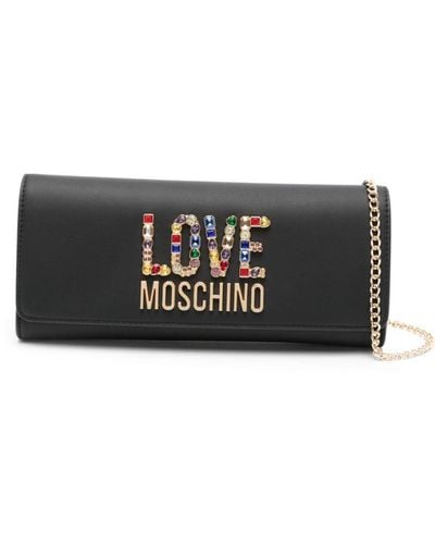 Love Moschino Clutch mit Logo - Schwarz