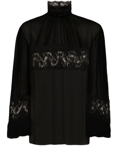 Dolce & Gabbana Blusa con detalles de encaje - Negro