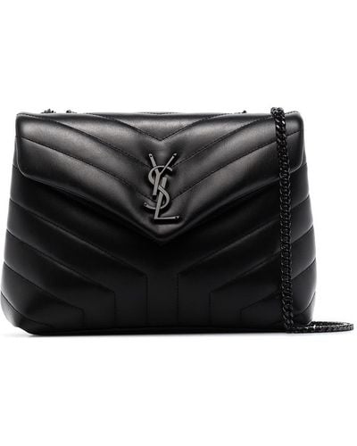 Saint Laurent Loulou Small Chain Bag In Quilted "y" Leather - Black