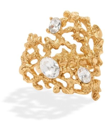 Oscar de la Renta Coral Heart Crystal-embellished Ring - Metallic