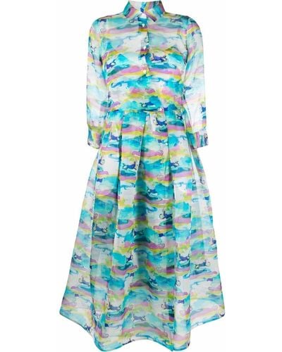 Sara Roka Kleid mit grafischem Print - Blau