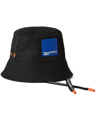 Karl Lagerfeld Sombrero de pescador con parche del logo - Negro