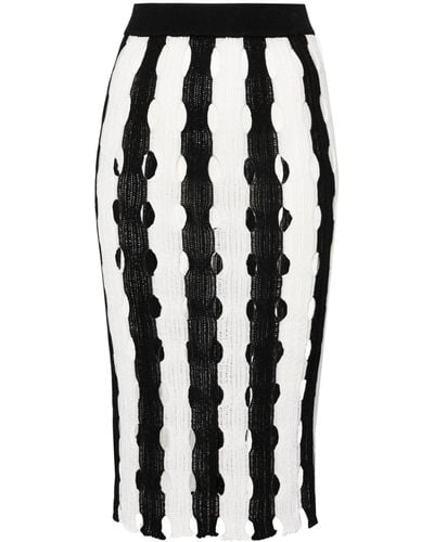 Pinko Cut-out Striped Midi Skirt - Black
