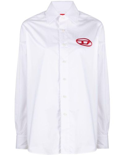 DIESEL Overhemd Met Geborduurd Logo - Wit