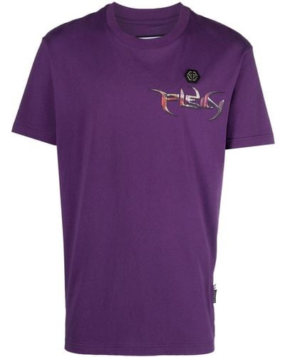 Philipp Plein Ss Chrome Cotton T-shirt - Purple