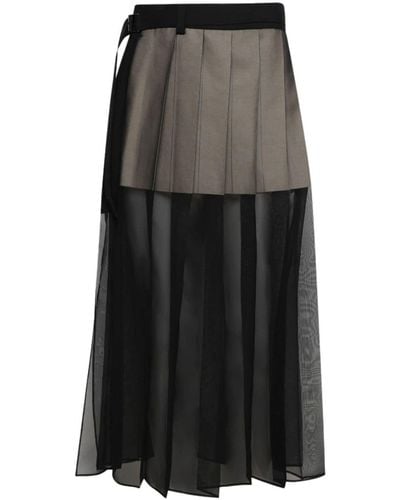 Sacai Layered Chiffon Skirt - Zwart