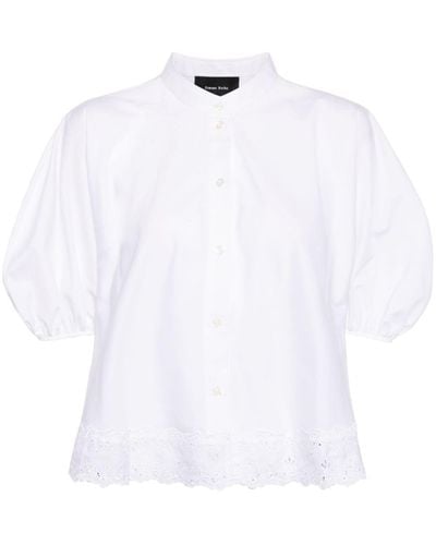 Simone Rocha Floral-embroidered Cotton Blouse - White