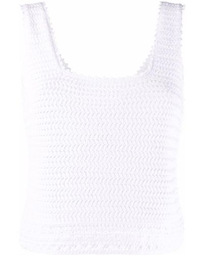 Vince Crochet Cropped Sleeveless Top - White