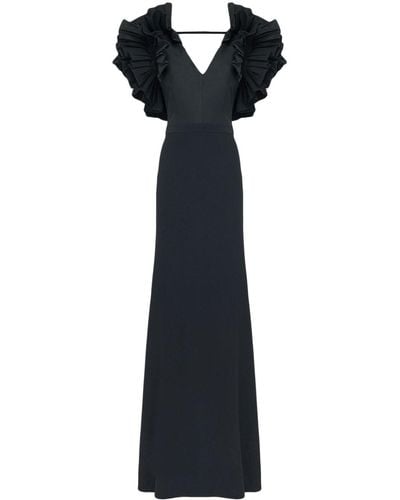Alexander McQueen Exploded Shoulder Flared-sleeve Gown - Blue