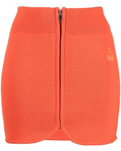 Isabel Marant Minijupe Olgane en maille à design nervuré - Orange