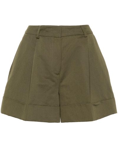PT Torino Delia Pleat-detail Shorts - Green