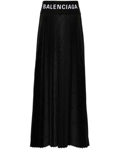 Balenciaga Falda midi con logo en jacquard - Negro