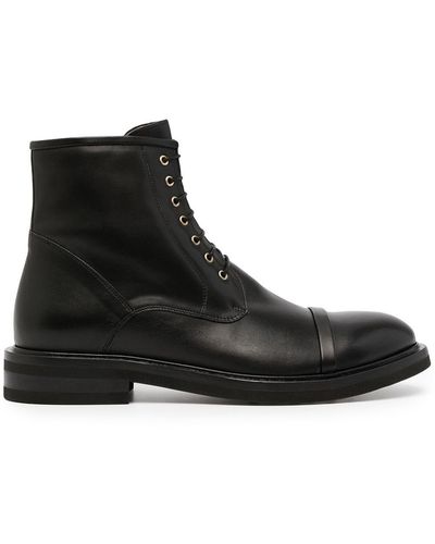 Malone Souliers Bottes Bryce lacées en cuir - Noir