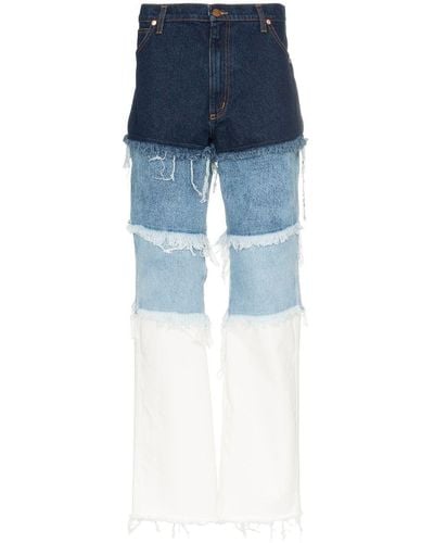 DUOltd Distressed Patchwork Jeans - Blue