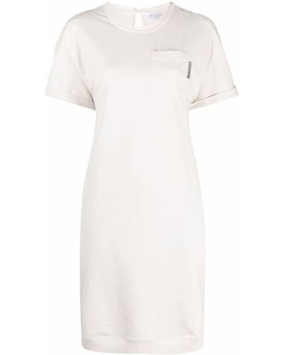 Brunello Cucinelli Short-sleeve T-shirt Dress - White
