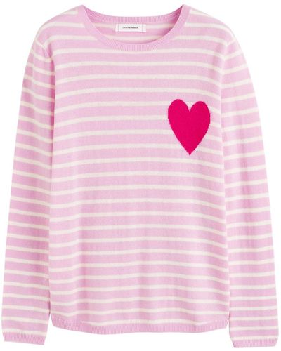 Chinti & Parker Pullover mit Herz-Intarsie - Pink