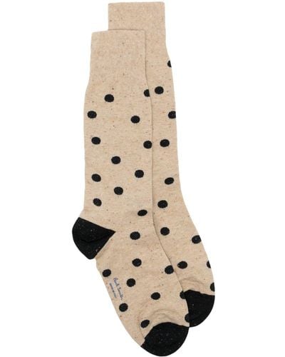 Paul Smith Polka Dot-intarsia Ankle Socks - Natural