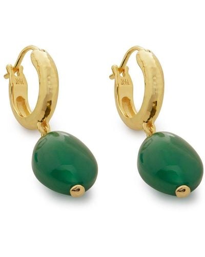 Monica Vinader 18kt Gold Vermeil Onyx Pendant Earrings - Green