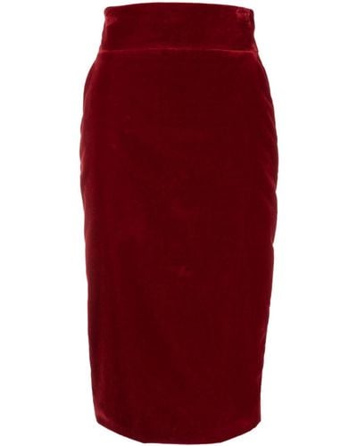 Alexandre Vauthier High-waisted Cotton Pencil Skirt - Red