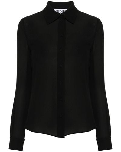 Moschino Chemise en soie à manches longues - Noir