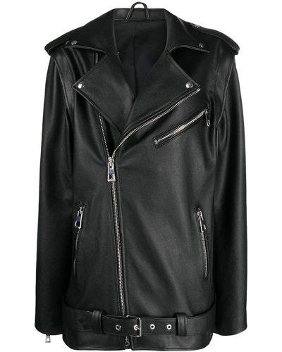 Manokhi Leather Biker Jacket - Black