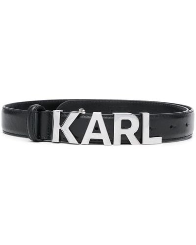 Karl Lagerfeld K/letters Medium Leather Belt - Black