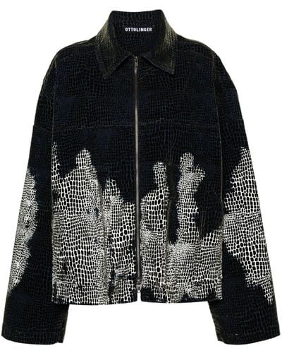 OTTOLINGER Velvet-print Denim Jacket - Black