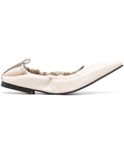 Brunello Cucinelli Pointed-Toe Ballerina Shoes - Natural