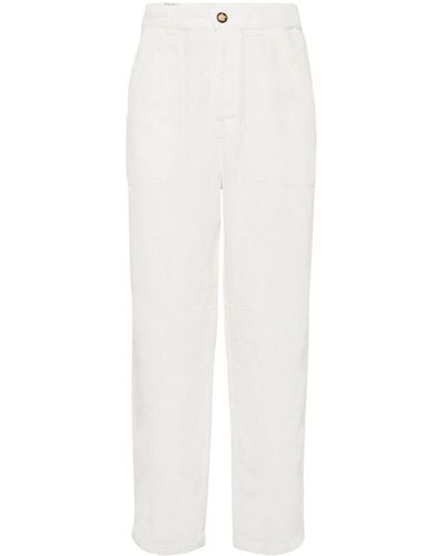 Brunello Cucinelli Pantalones rectos con bolsillos - Blanco
