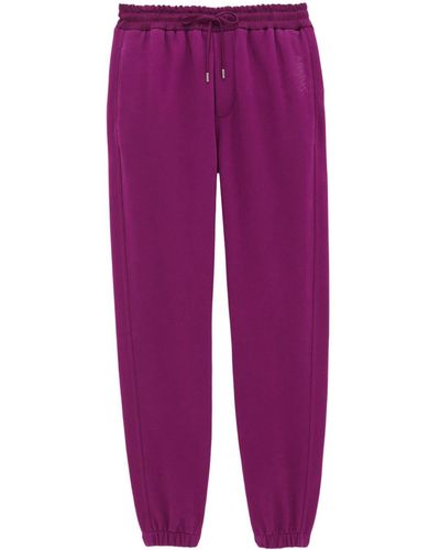 Saint Laurent Embroidered-logo Cotton Track Trousers - Purple