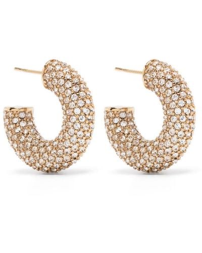 AMINA MUADDI Mini Cameron Crystal-embellished Hoop Earrings - Metallic