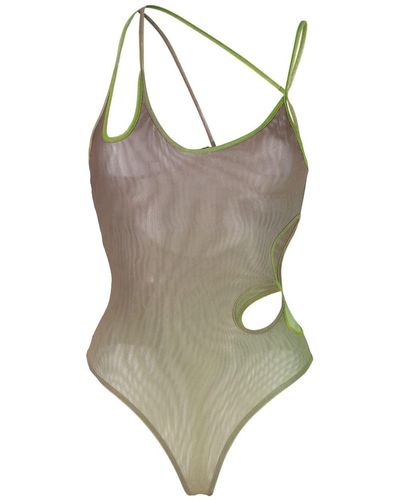 Gcds Logo-plaque Gradient Swimsuit - Green