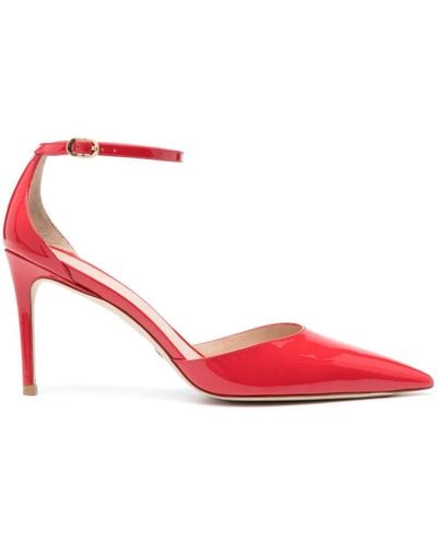 Stuart Weitzman Stuart 85mm Leather Court Shoes - Red